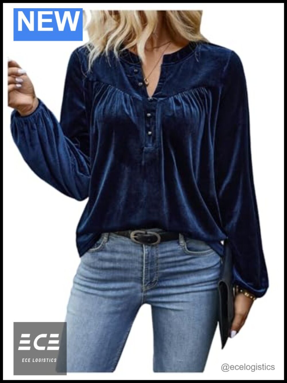 Womens Velvet Button Front Blouse Notched V Neck Long Lantern Sleeve Dressy Top